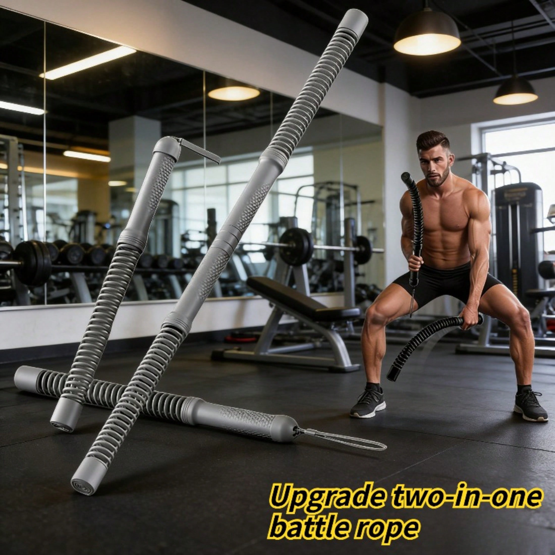 2-in-1 Cordless Battle Rope Po - Home Gym Upper Body Workout ulasan dan harga