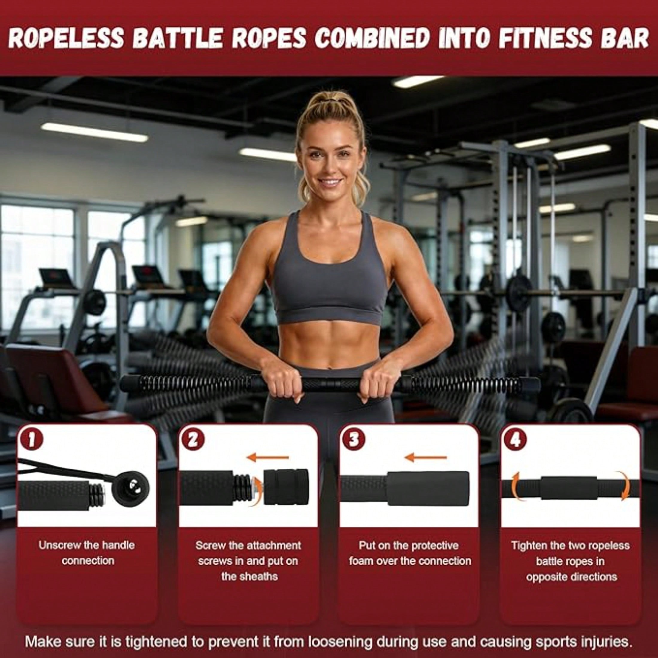 2-in-1 Cordless Battle Rope Po - Home Gym Upper Body Workout ulasan dan harga
